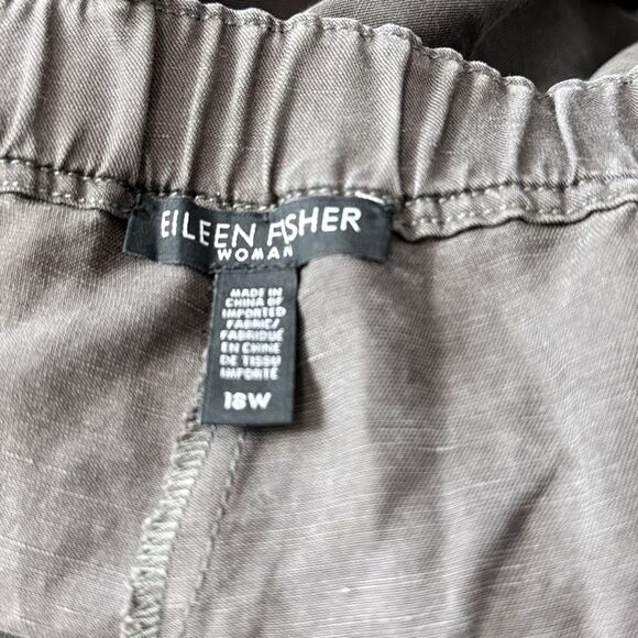 Eileen Fisher Grayish Brown Linen Blend Pants - Picture 7 of 7